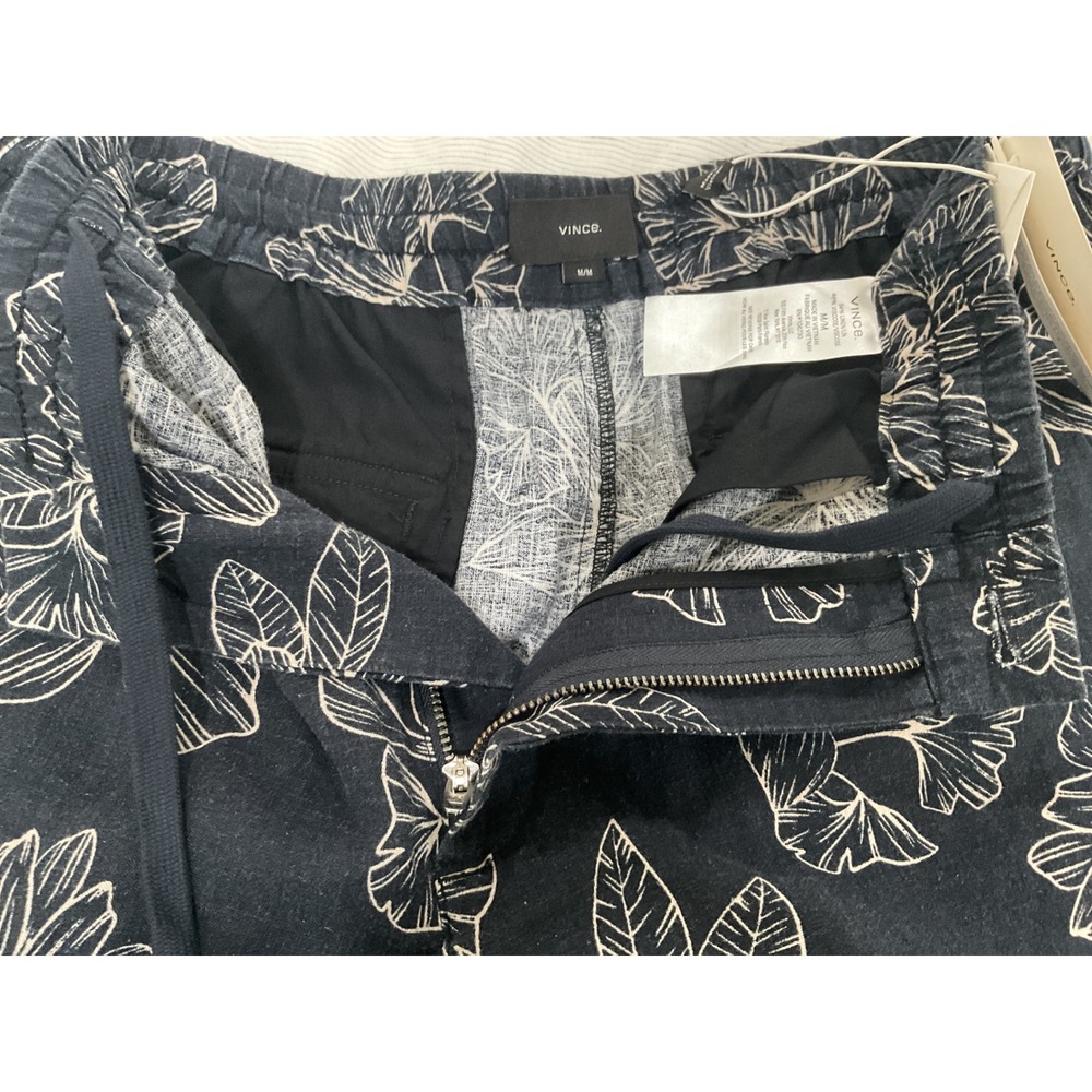 Vince Mens Navy Floral Linen Viscose Elastic Waist Shorts M M00892740 - Picture 4 of 8